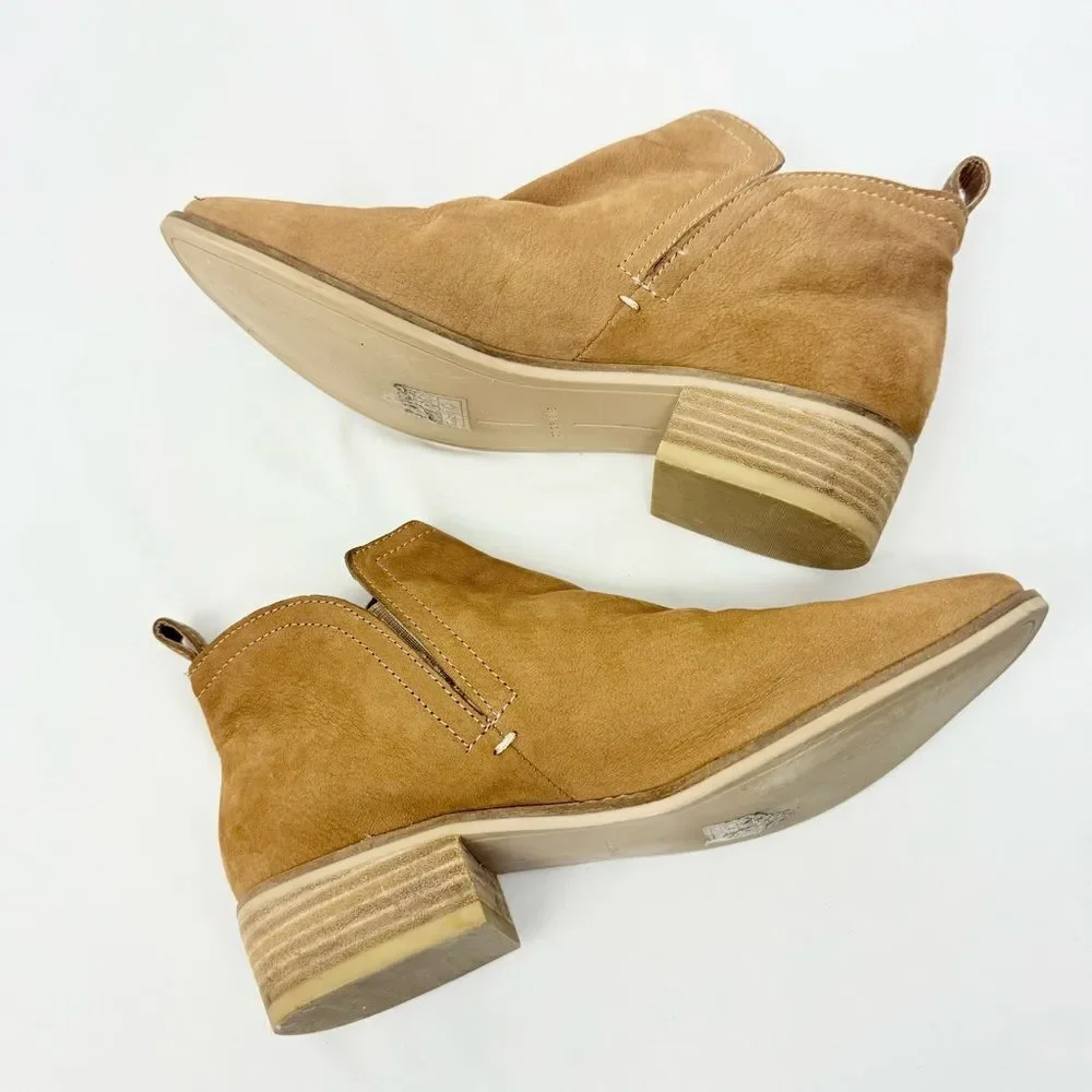 Dolce Vita TESSEY Khaki Suede Leather Stretch Slit Side Low Heel Ankle Boots